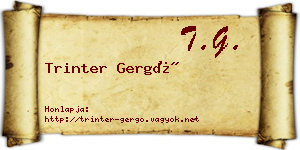 Trinter Gergő névjegykártya